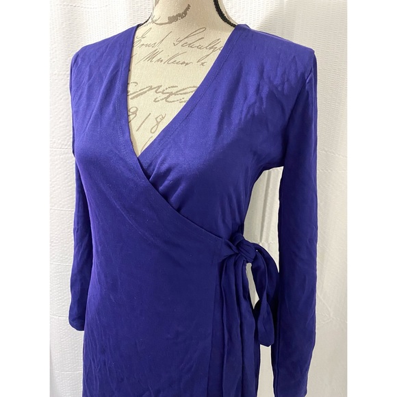 Royal Blue Long Sleeve Wrap Dress - Picture 3 of 3